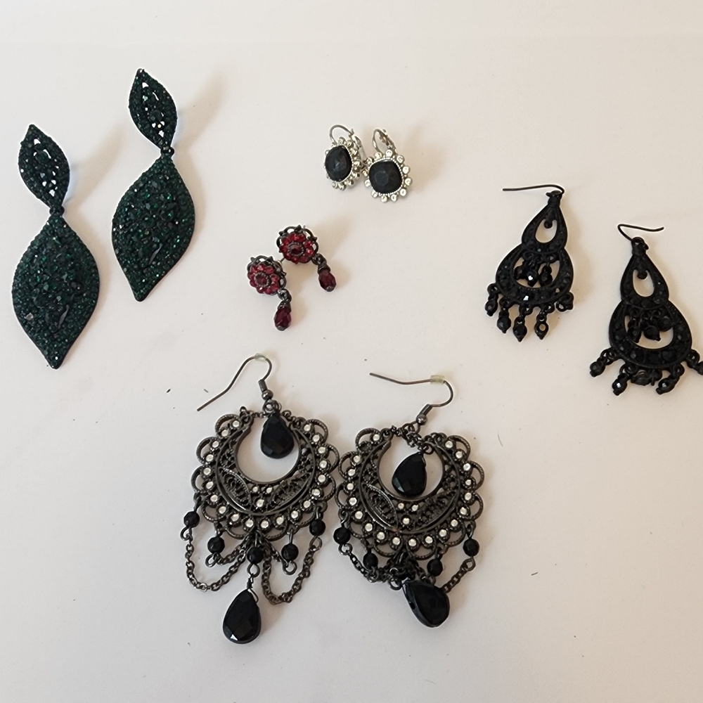 Dark Gothic Earrings Lot Dangles Chandelier